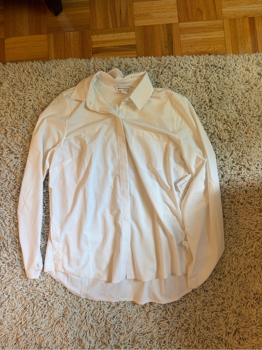 Athleta White Button-Front Blouse
